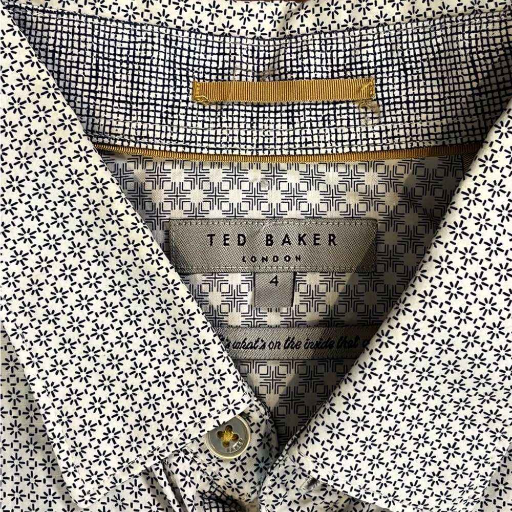 Ted Baker London Men’s Geometric Micro Print Short Sleeve Button Down Shirt M/L - Picture 7 of 10
